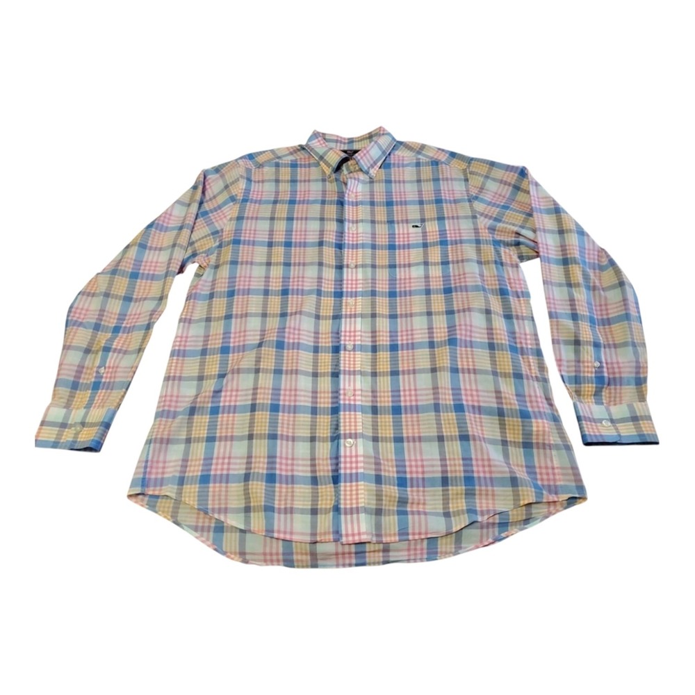 Vineyard Vines Slim Fit Whale Shirt Mens XL Plaid Long Sleeve Button Down Casual
